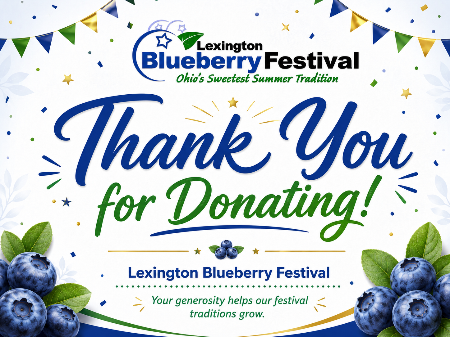Thank you for donating to Lexington Blueberry Festival
