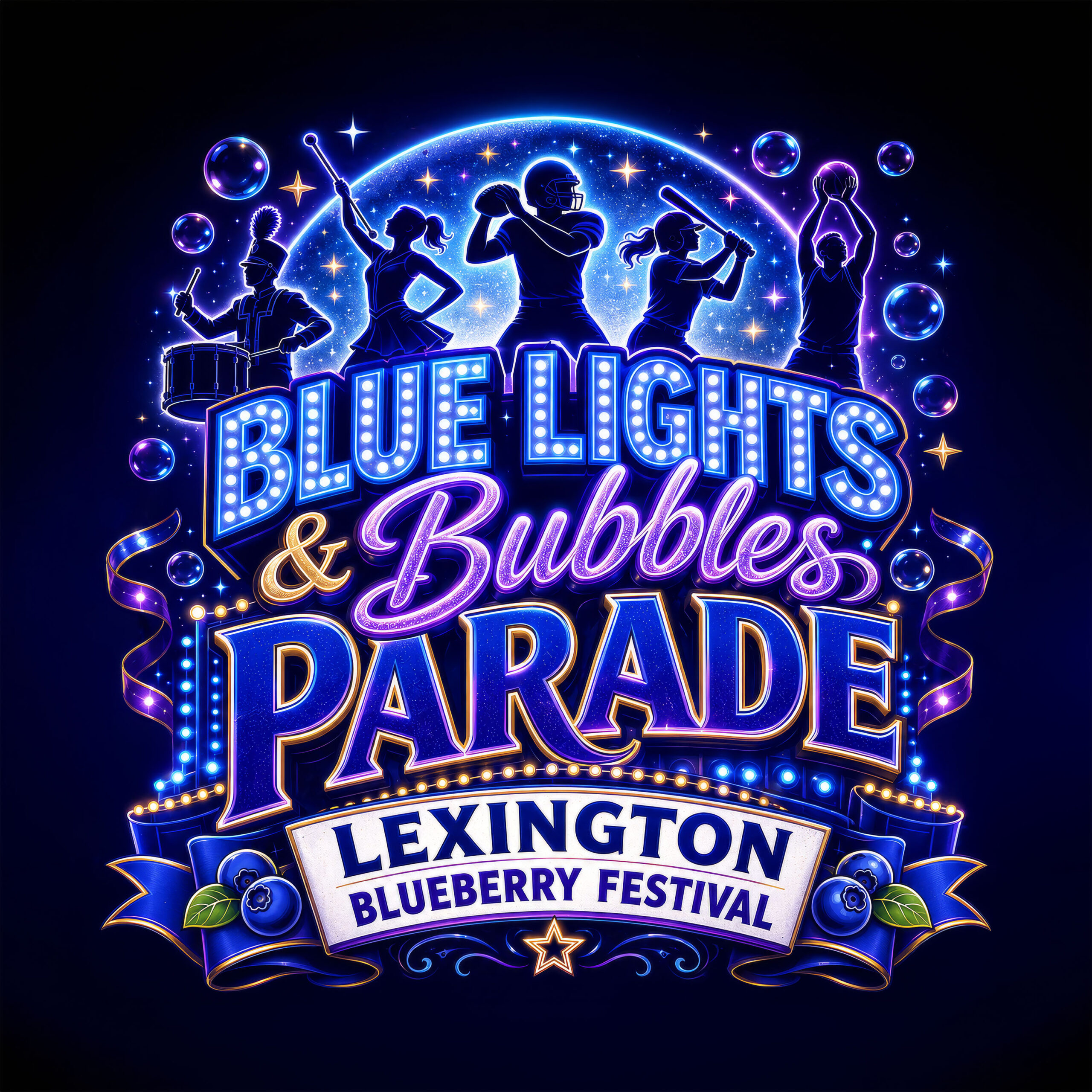 Blue Lights & Bubbles Parade logo